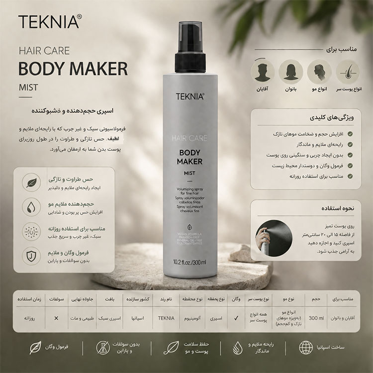 اسپری حجم دهنده مو لاکمه تکنیا Body Maker Mist