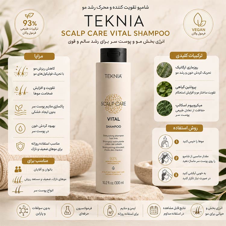 شامپو ضد ریزش لاکمه TEKNIA Scalp Care Vital 300