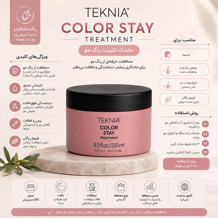 ماسک مو تثبیت کننده رنگ لاکمه Teknia Color Stay Treatment